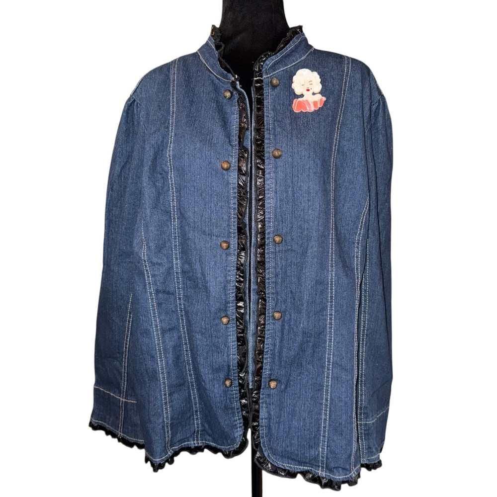 UPCYCLED REWORKED DENIM Jean Jacket M. Monroe Plus Size Denim Jacket Size 2X - Picture 4 of 8